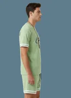Polyester Printed Co-Ord Set for Men, Green 