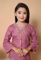 Solid Rayon Kurta Set for Girls 