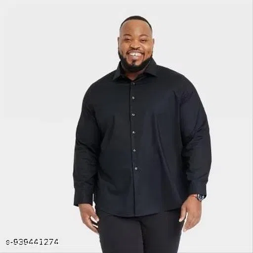 Solid Shirt for Men (Black, 5XL)