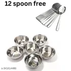 Stainless Steel 6 Pcs Bowls with 12 Pcs Spoon 