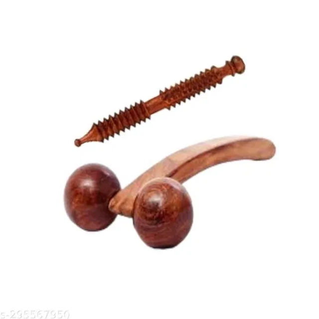 Wooden Body Massager Set (Brown, Set of 2)