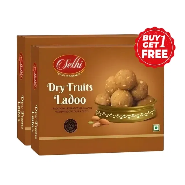 सेठी ड्राई फ्रूट लड्डू 2X400 g ( बय 1 गेट 1 फ्री )