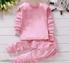 Hosiery Cotton Printed Clothing Set for Kids, Pink 