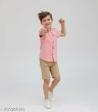 Solid Cotton Blend Short Sleeve Polo for Boys 