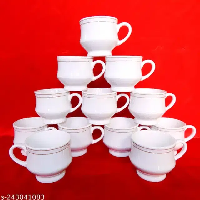 Ceramic Cup Set (White, 120 ml) (Pack of 12)