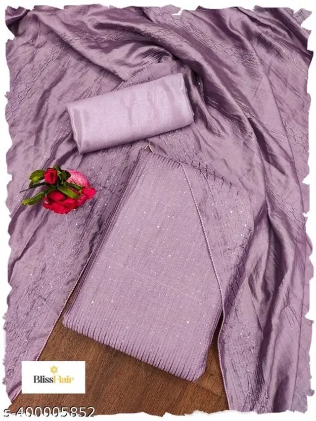Embroidered Unstitched Suit for Women (Lavender, 2.25 m)