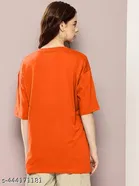 Cotton Blend Printed T-shirt for Women, Orange 
