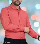 Cotton Blend Solid Shirt for Men, Pink 