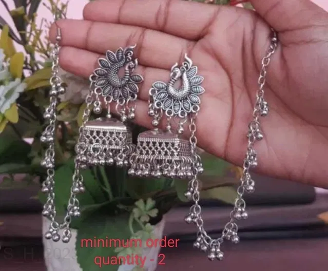 Alloy Earrings for Women (Silver, Set of 2)