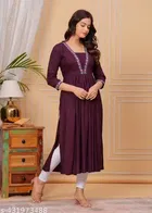 Solid Crepe Kurtis for Women, Wine 