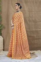 Silk Woven Design Saree for Women, Orange 