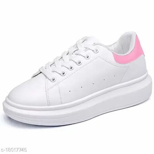 Casual Shoes for Women (White & Pink, 8)