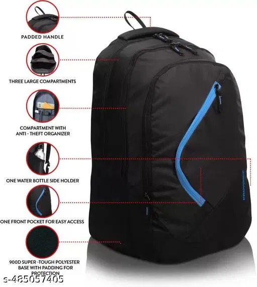 Polyester Backpack for Men & Women, Black