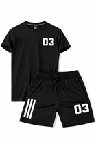 Poly Blend Printed TrackSuit for Men , Black 