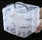 3-Layer 18-Grid Adjustable Jewelery Organizer | Storage Box Cosmetic Make Up Jewellery Vanity Box Case with Removable Dividers