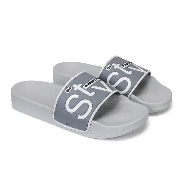 Bersache Flip Flops for Men (Grey, 9) (VKI-6)