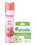 Purodo Air Freshener Spray 220ml Rose Bliss + Air Freshner Block Jasmine 50g