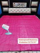 PVC Double Bed Mattress Protector (Pink, 72x75 inches)