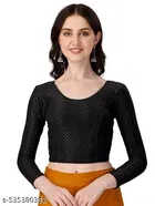 Lycra Ready Made Blouse for Women, Black 