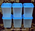 Plastic Storage Containers, Blue, Pack of 6 