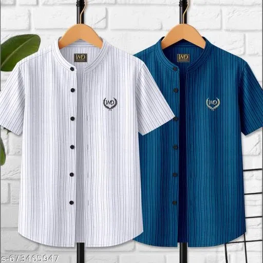 Printed Cotton Blend Mandarin Neck T-Shirt for Boys (White, 3-4 Years)