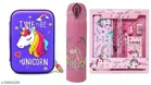 Unicorn Theme Pencil Case with Stationery Kit & Water Bottle 