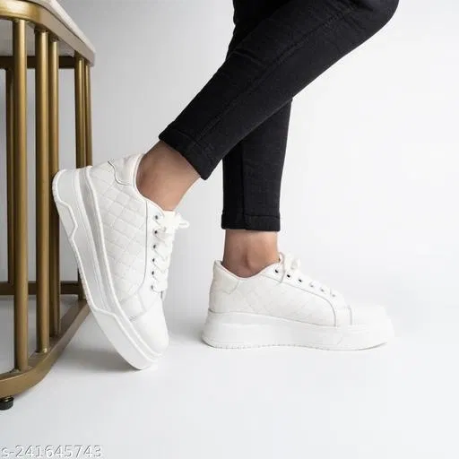 Solid Slip-on Sneakers for Women (White, IND-6)