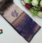 Dola Silk Zari Woven Saree for Women, Beige & Blue 