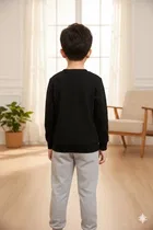 Cotton Blend Printed Clothing Set for Kids, Black & Grey 