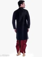 Silk Solid Kurta with Dhoti for Men 