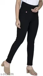 Cotton Blend Jeans for Women, Black 