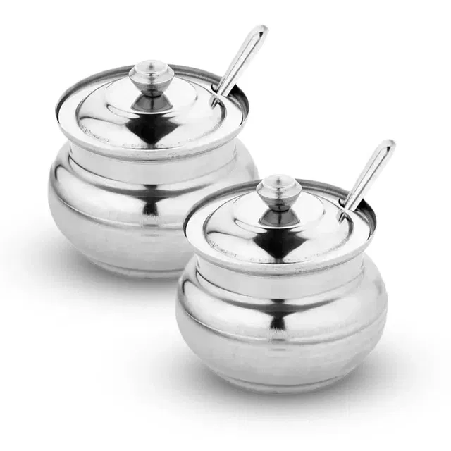 JENSONS Stainless Steel Ghee Pot Container (200 ml each, Pack of 2)
