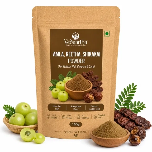 Vedaartha Amla, Reetha, Shikakai Powder, 100 g