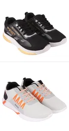 Sports Shoes for Men, Pack of 2, Grey & Black 