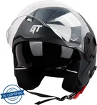Steelbird GT Dashing ISI Certified Open Face for Men & Women with Inner Sun Shield Motorbike Helmet, Dashing Black, Size L