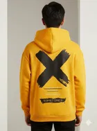 Fleece Printed Hoodie for Men, Yellow 
