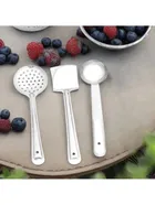 Stainless Steel Kitchen Spatula Set (Silver, Set of 3)