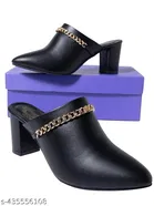 Shoetopia Solid Pointed Toe Block Heels for Kids 