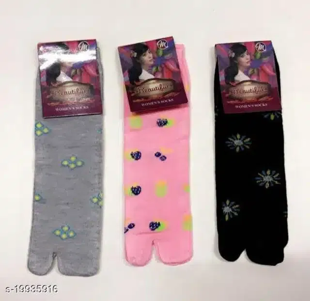 Cotton Socks for Women (Multicolor, Set of 3)