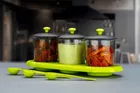 Achar & Spice Jars Set with Spoons & Holder 
