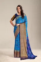 Moss Chiffon Printed Saree for Women 