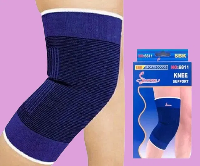 Polyester Solid Knee Sleeves for Women (Blue, Set of 1)