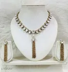 Women'S Alloy Gold Plated Jewellery Set, White