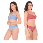 Cotton Blend Solid Non Padded Lingerie Set for Women 