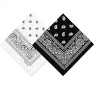 Printed Cotton Handkerchiefs for Men, Black & White, Pack of 2