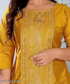 Solid Embroidered Cotton Silk Kurti for Women 