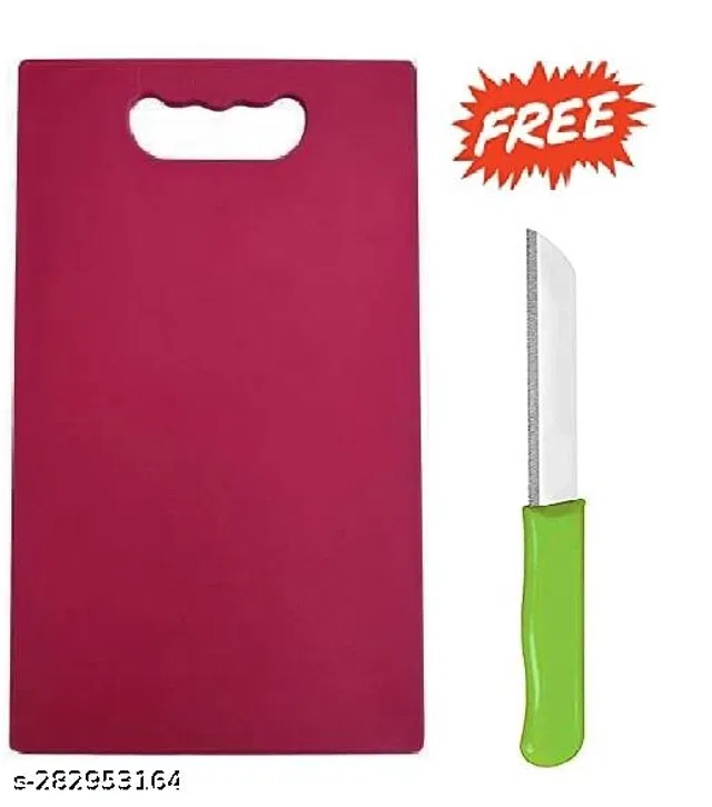 Plastic Chopping Board with Knife (Multicolor, of 1)
