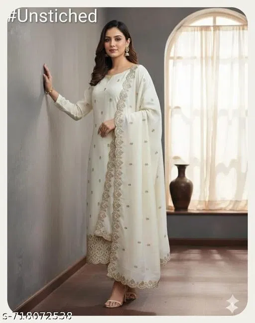 Vichitra Silk Punjabi/All Over Suits for Women (Multicolor, 6.85 meter (3XL)