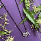 Silver-Tone Rectangular Pendant Mangalsutra with Dangling Charms (Pack of 1)