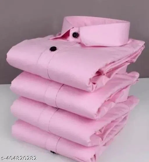 Cotton Blend Solid Shirt for Men, Pink (M)